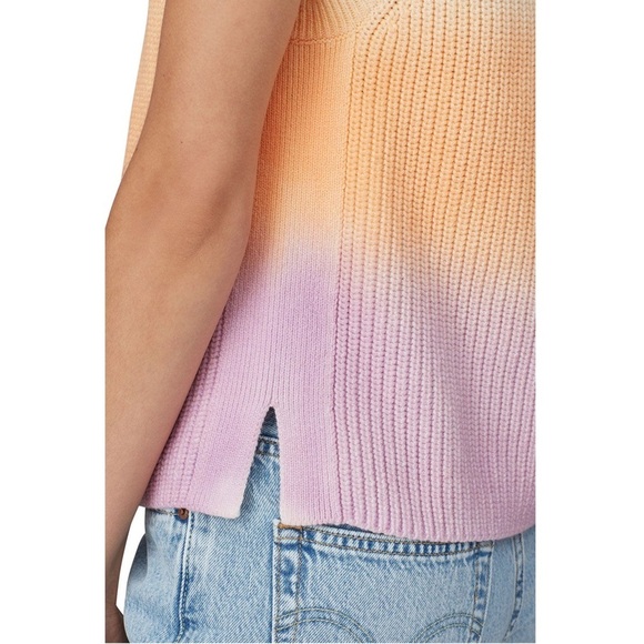 525 AMERICA Cotton Rib Knit Ombre Pastel Stripe Halter Neck Sweater Tank Top M - Picture 6 of 8